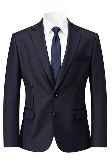 Blazer de fiesta con solapa con muescas de dos botones azul marino oscuro para hombre